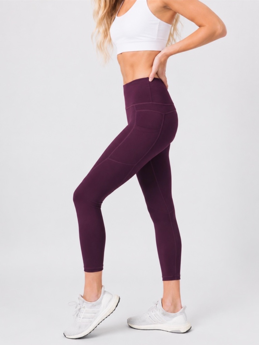 ZYIA  High-Rise capris in Plum/ side pockets/ woman’s size 8 - 10